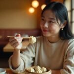 best dim sum in penang a girl eating dim sum in a restaurant at penang