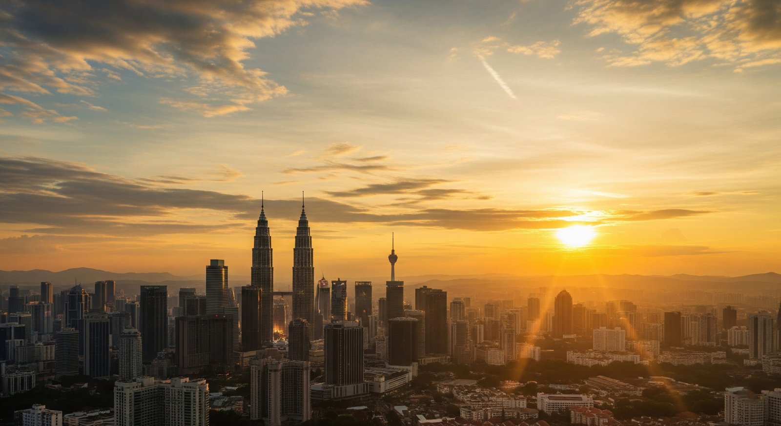 Stunning sunset panorama of Kuala Lumpur skyline showcasing the best rooftop bars in Kuala Lumpur city views du