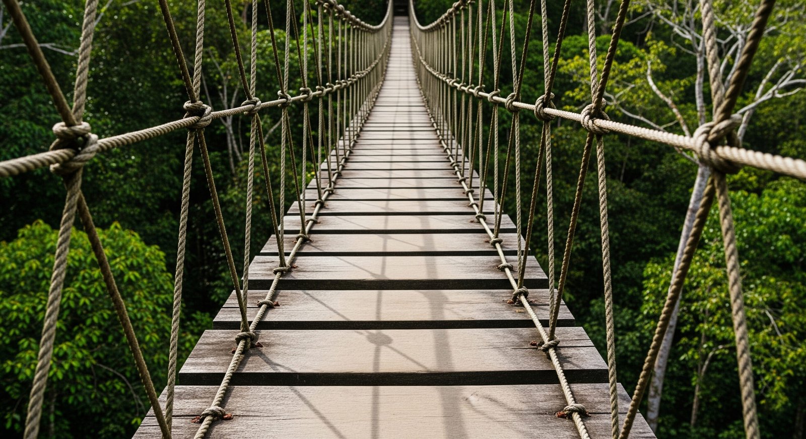 Taman Negara canopy walkway hiking experience suspended 45 meters above rainforest floor with wildlife viewing op