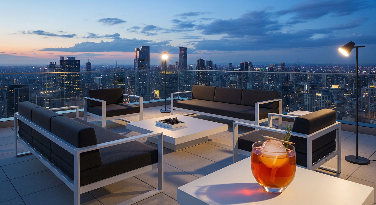Vertigo Banyan Tree modern minimalist terrace with comprehensive 360-degree city panorama